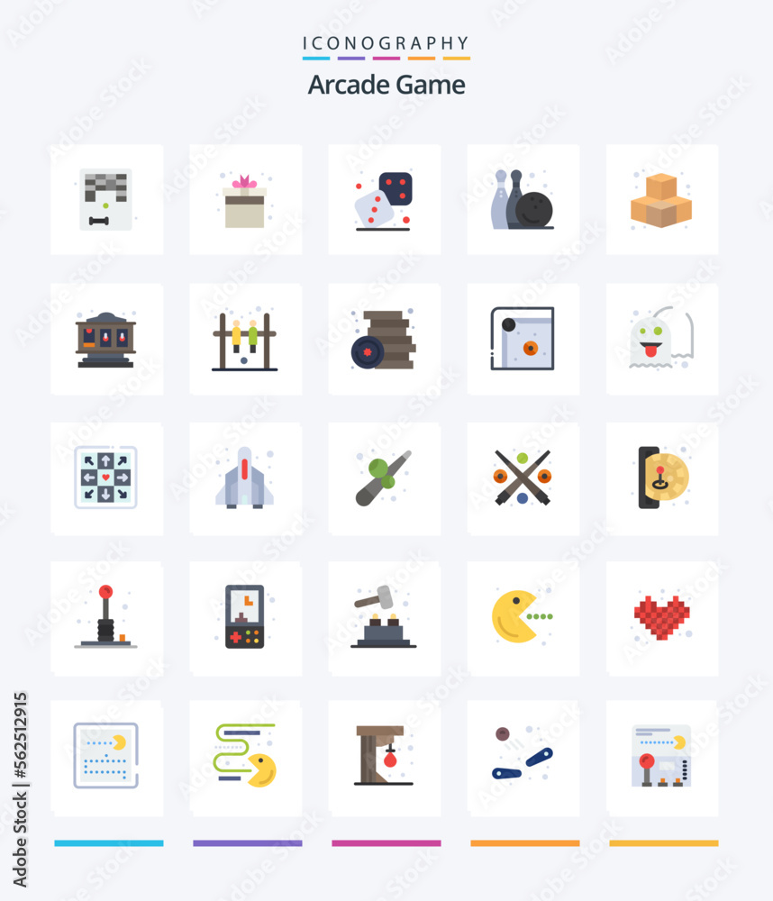 Creative Arcade 25 Flat icon pack  Such As cubes. game. play. fun. play