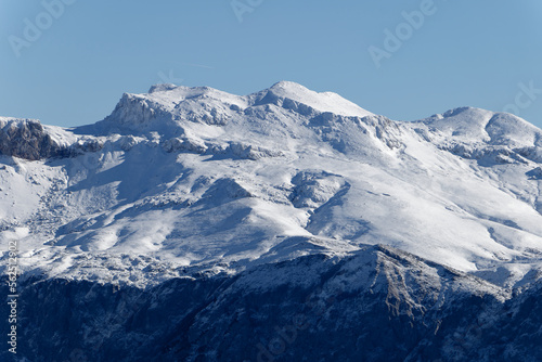 Amazing view of different mountain peaks with snow during winter. Beautiful mountain range and amazing attraction for alpine climbers. Adventurous lifestyle.  © stu.dio