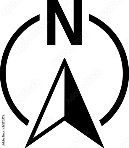 Basic North Arrow Mark Sign Symbol Icon for Map Orientation. Vector Image.