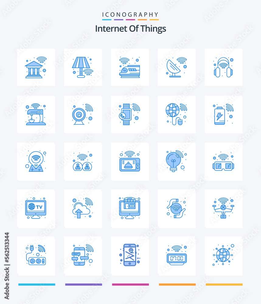 Creative Internet Of Things 25 Blue icon pack  Such As smart. science. internet. satellite dish. transport