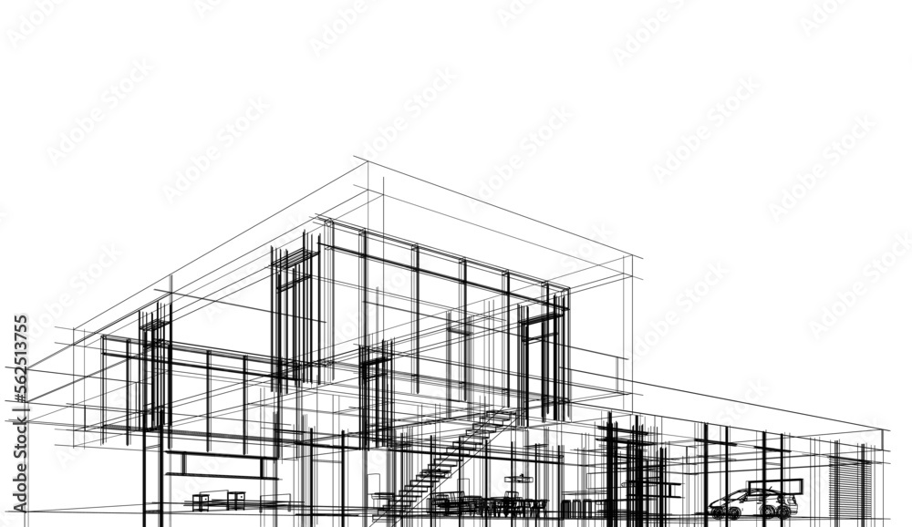 architectural sketch of a house