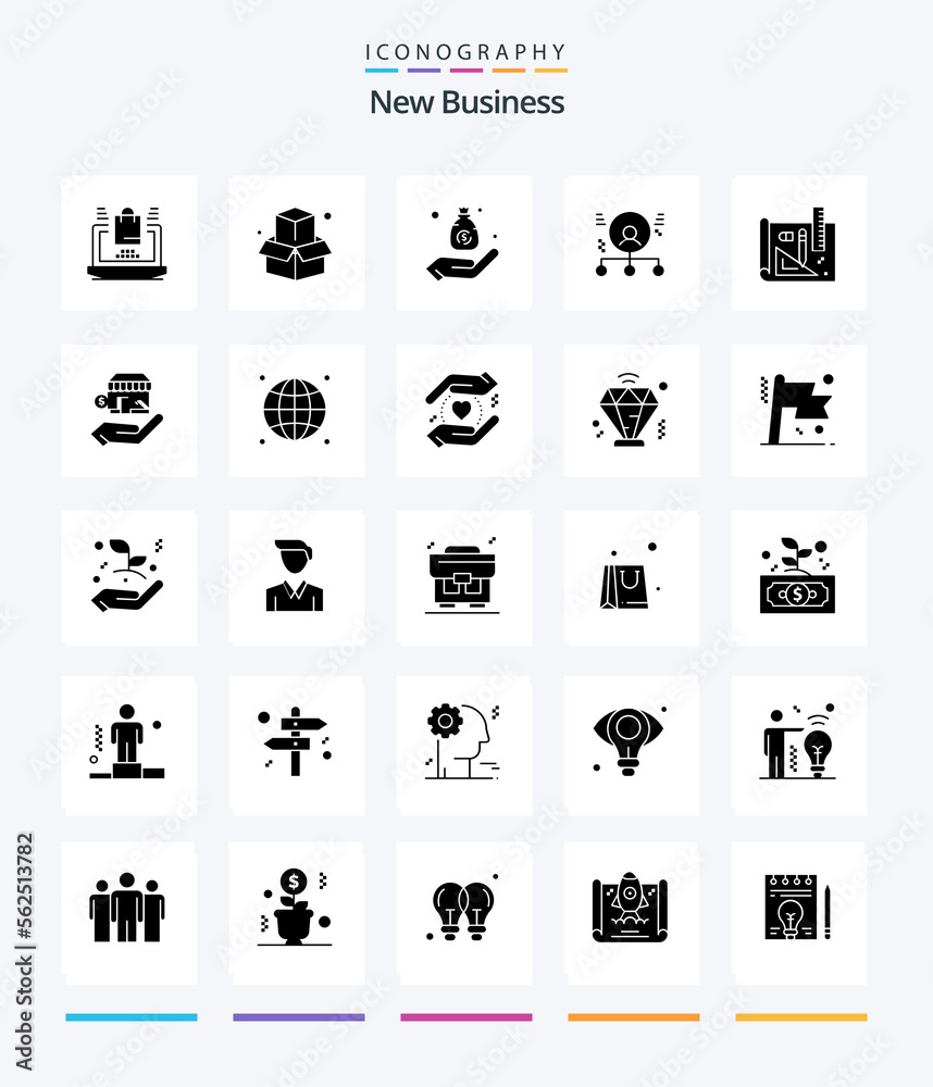 Creative New Business 25 Glyph Solid Black icon pack  Such As employee.. office. hand. business