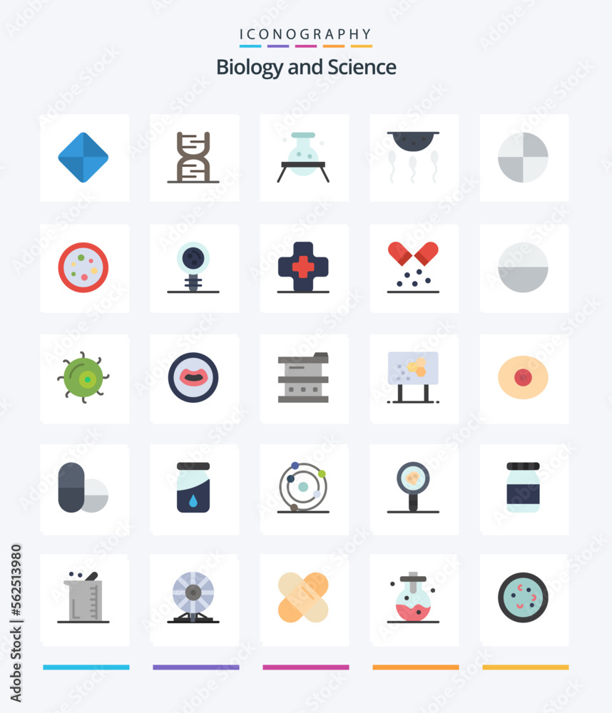 Creative Biology 25 Flat icon pack  Such As process. chemistry. biochemistry. biology. laboratory