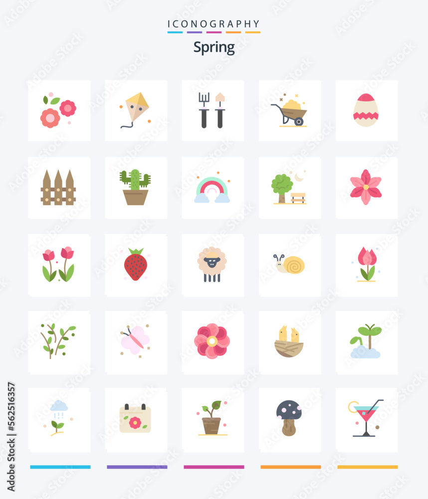 Creative Spring 25 Flat icon pack  Such As egg. spring. garden. wheel. barrow
