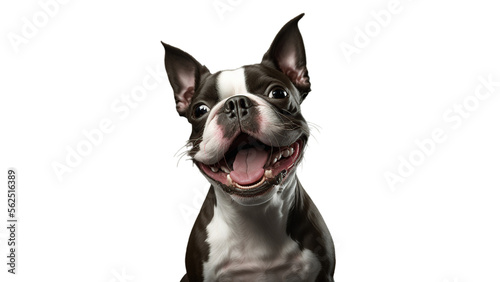 Boston Terrier Dog in a invisible background Generative AI photo