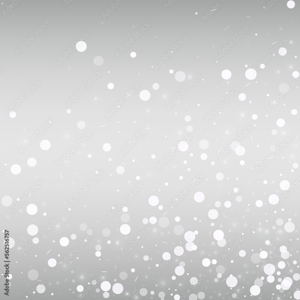 Gray Snow Vector Silver Background. Xmas Snowfall