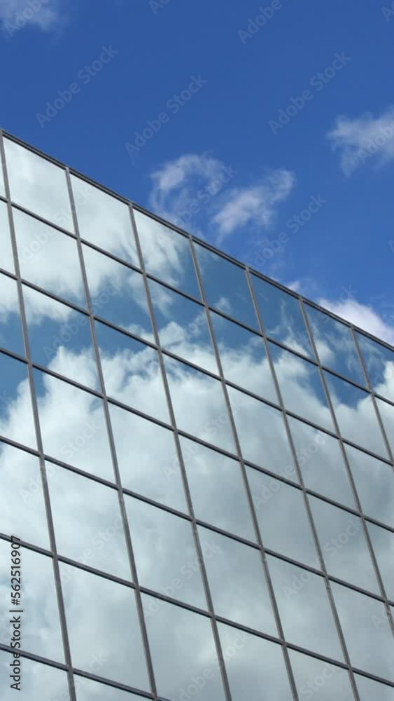 Vertical Video Cloud Reflections in Office Building Vertical Video Cloud Reflections in Office Building