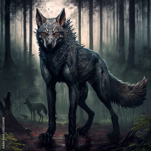 wolf in the forest, wolf in the woods, wolf in the night