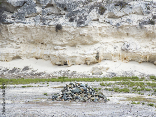 Rock pile in a quarry, started by Nelson Mandela, complemented by other ex-prisoners of Robben Island, South Africa.