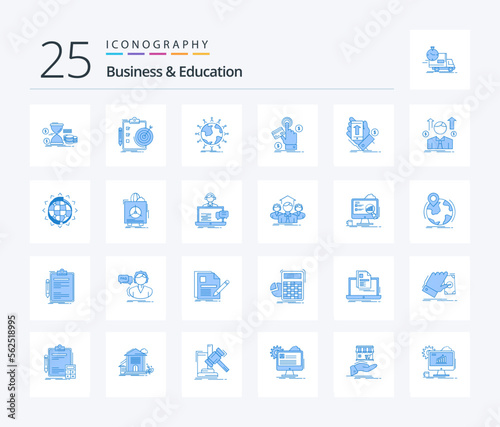 Business And Education 25 Blue Color icon pack including pay. ppc. target. kids. network