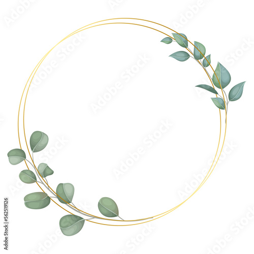 Eucalyptus Golden Frames With a Transparent Background	