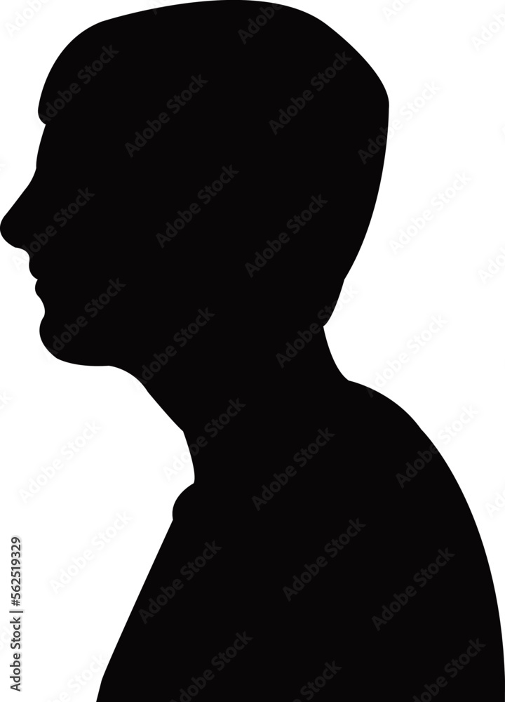 a young man head body part silhouette vector