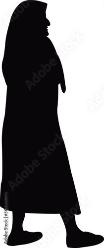 an old woman with scarf, silhouette vector