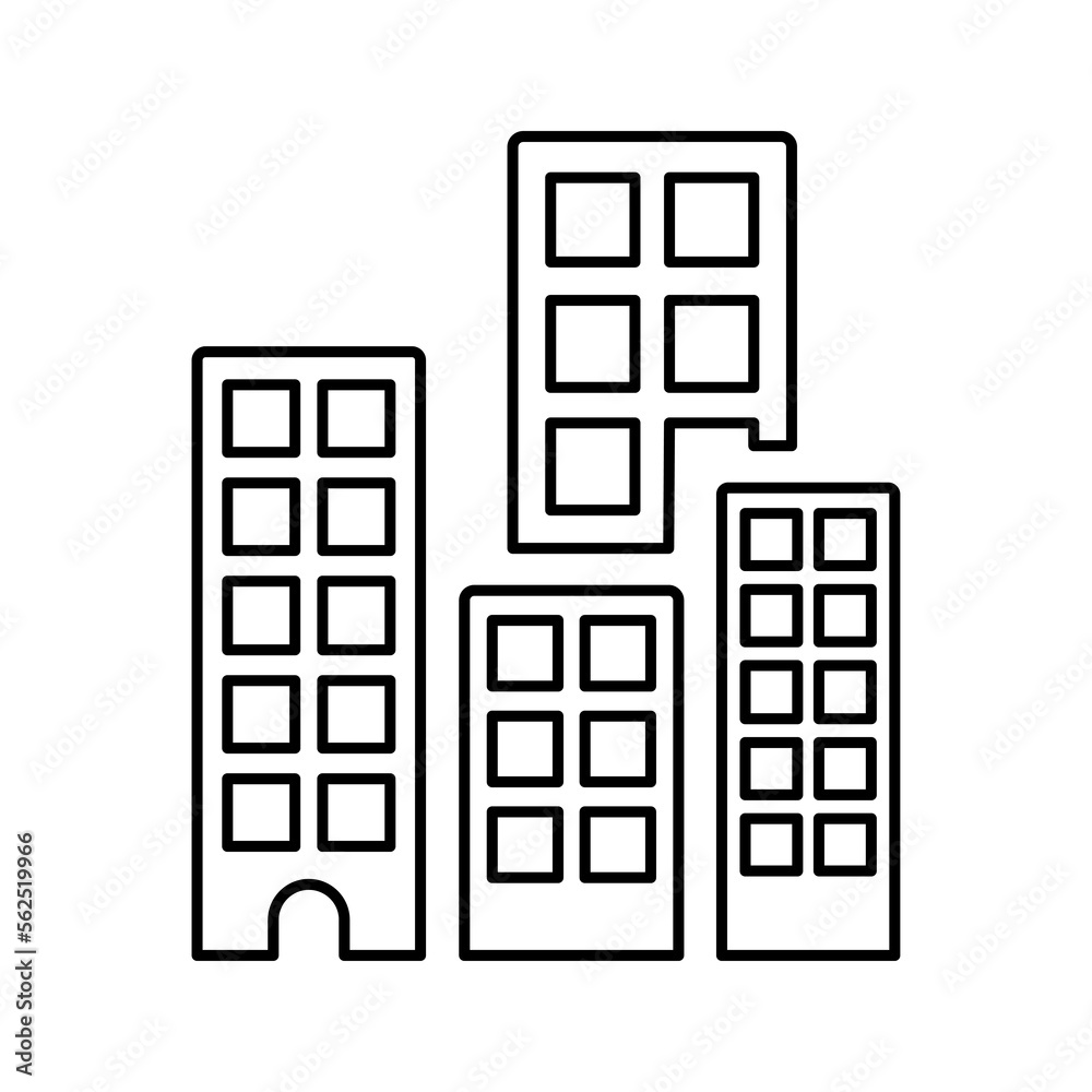 Building, center, city line icon. 