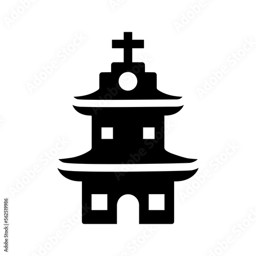 Building, church, diocese icon. Black vector graphics.