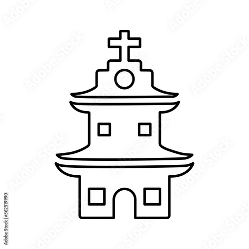 Building, church, diocese line icon. 