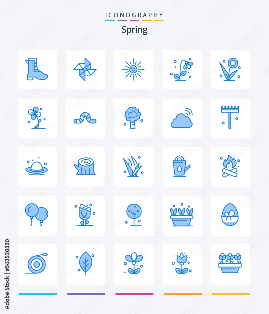 Creative Spring 25 Blue icon pack  Such As bug. spring. light. nature. floral