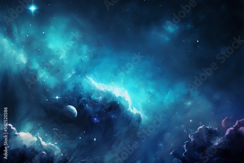 Blue watercolor space background