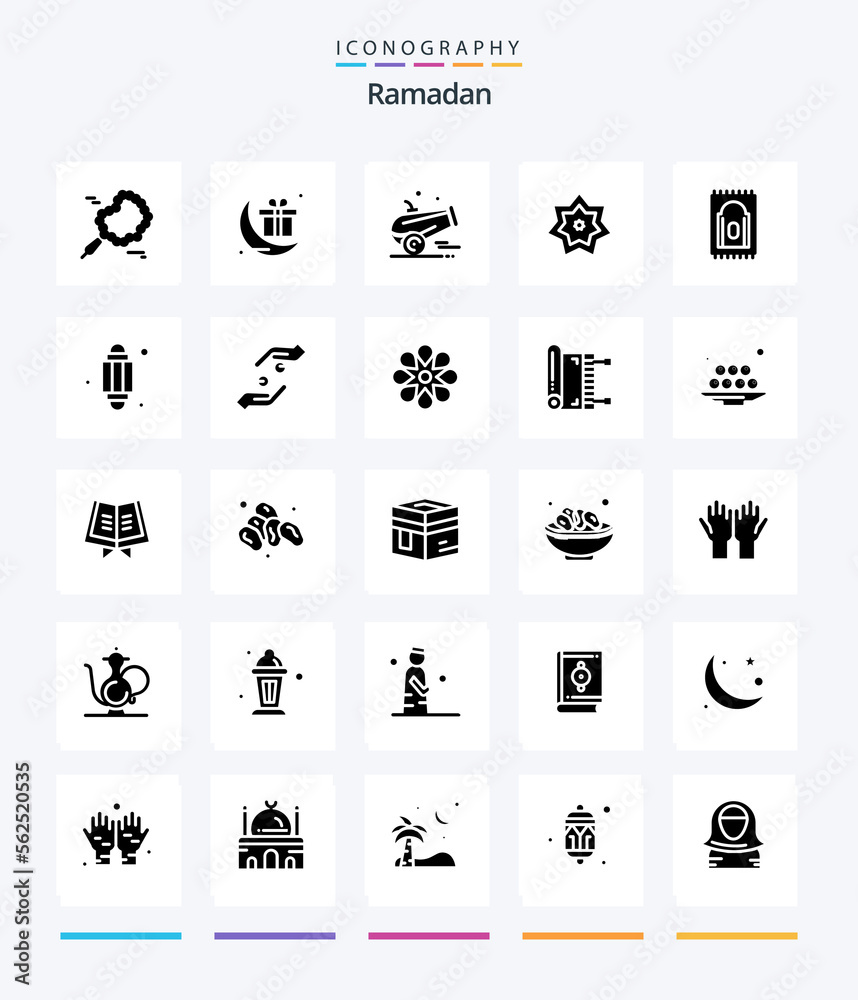 Creative Ramadan 25 Glyph Solid Black icon pack  Such As kareem. holy. gift.. islam