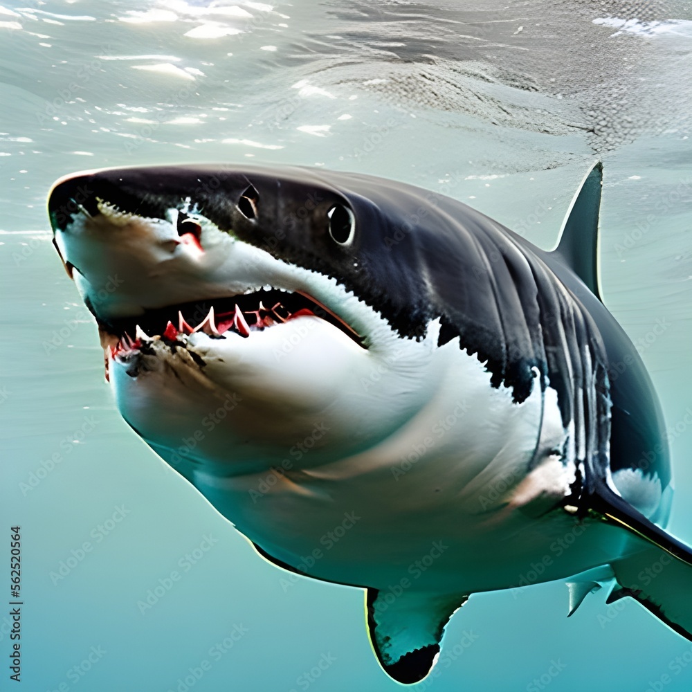 Naklejka premium A great white shark. Generative AI.