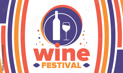 Wine Festival. For wine lovers. Wine tasting. Event for professionals in the wine industry. Winery, restaurants and bars. Trainings and master class for sommelier. Wineglass. Vector illustration