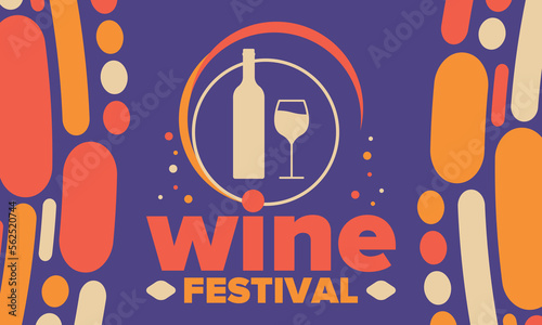 Wine Festival. For wine lovers. Wine tasting. Event for professionals in the wine industry. Winery, restaurants and bars. Trainings and master class for sommelier. Wineglass. Vector illustration