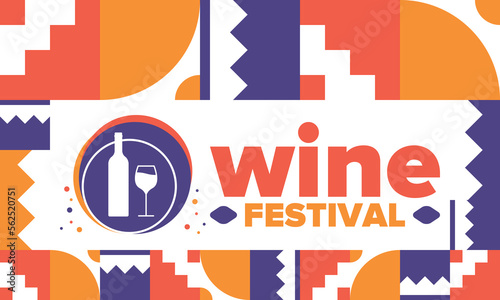 Wine Festival. For wine lovers. Wine tasting. Event for professionals in the wine industry. Winery, restaurants and bars. Trainings and master class for sommelier. Wineglass. Vector illustration
