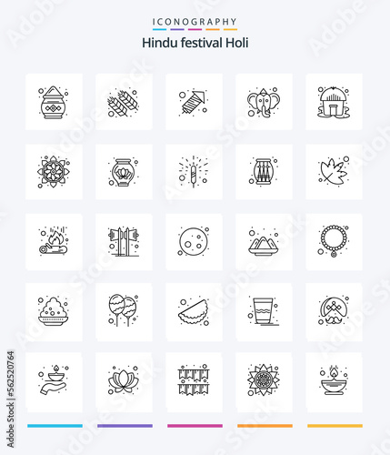 Creative Holi 25 OutLine icon pack Such As tent. hinduism. wheat. hindu. beliefs