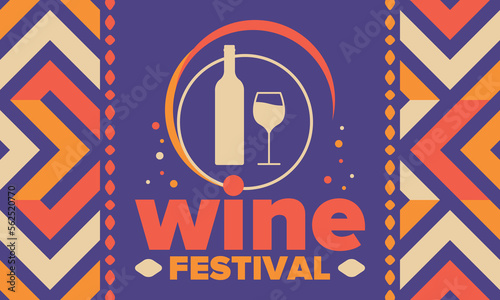 Wine Festival. For wine lovers. Wine tasting. Event for professionals in the wine industry. Winery, restaurants and bars. Trainings and master class for sommelier. Wineglass. Vector illustration