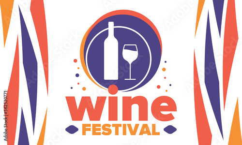 Wine Festival. For wine lovers. Wine tasting. Event for professionals in the wine industry. Winery, restaurants and bars. Trainings and master class for sommelier. Wineglass. Vector illustration