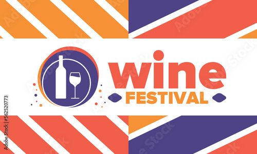 Wine Festival. For wine lovers. Wine tasting. Event for professionals in the wine industry. Winery, restaurants and bars. Trainings and master class for sommelier. Wineglass. Vector illustration