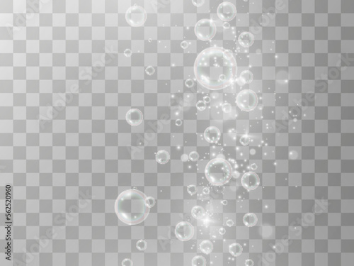 Fotobehang Air soap bubbles on a transparent background