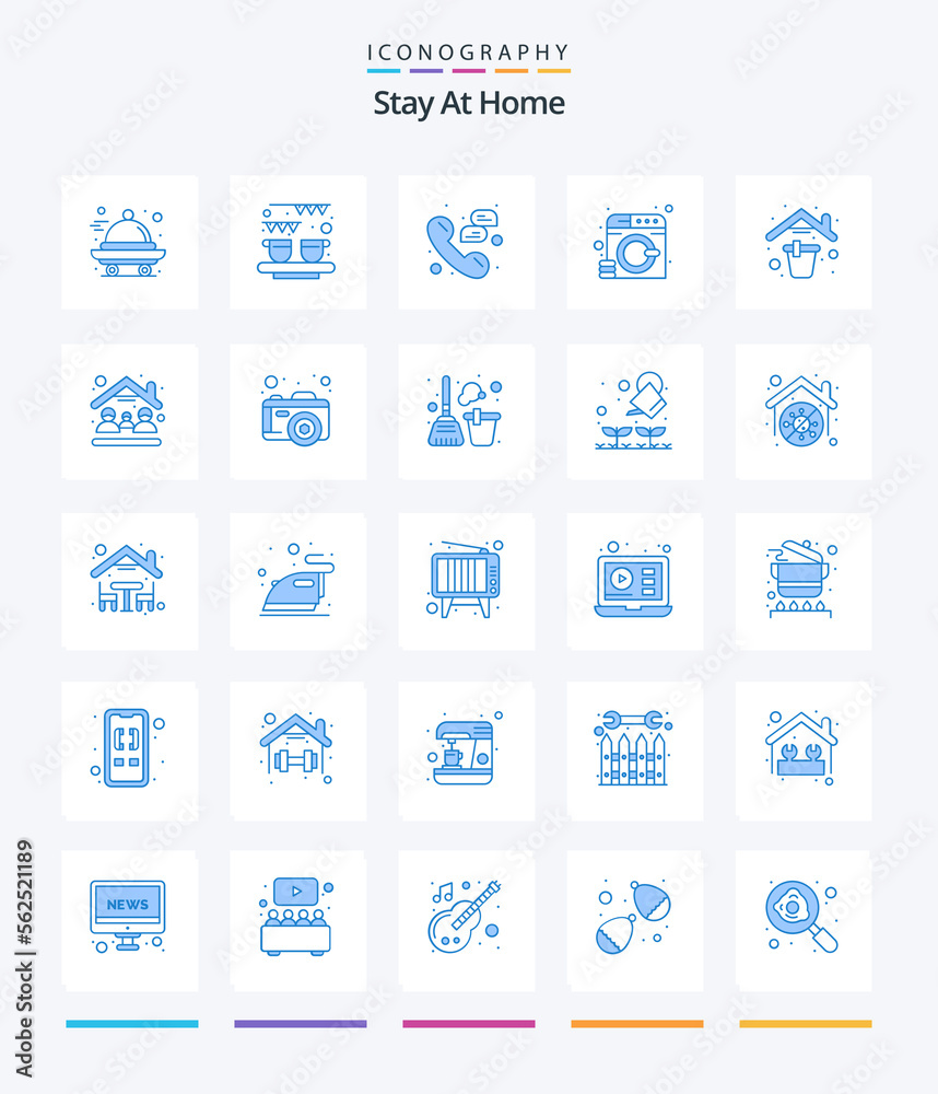 Creative Stay At Home 25 Blue icon pack  Such As service. clothes. sweet. support. messages