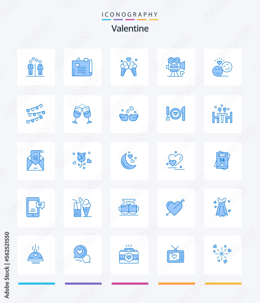 Creative Valentine 25 Blue icon pack  Such As valentine. video camera. love. movie. sweet