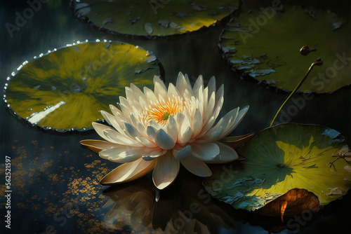 water lily in the pond. AI Generative © Shades3d