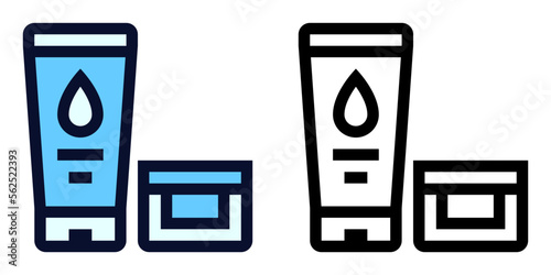 Cosmetic Creams. Color and Line Icons