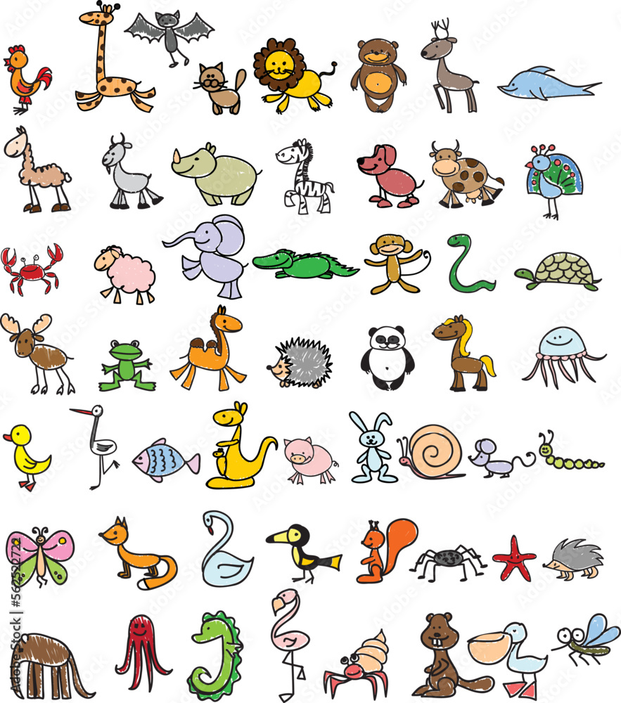 Obraz premium Big set of the different professions flat cartoon characters. Group of workers isolated on white background.