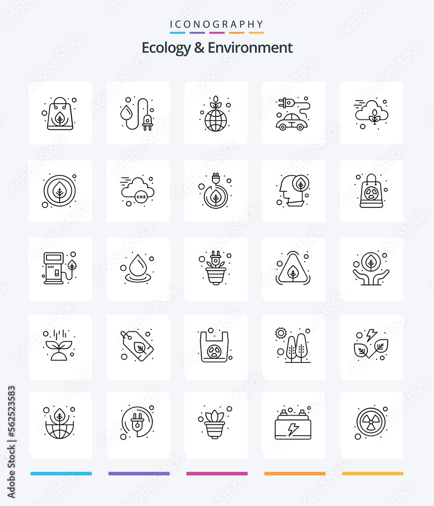 Creative Ecology And Environment 25 OutLine icon pack  Such As nature. transport. green. plug. concept