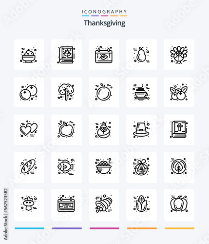 Creative Thanksgiving 25 OutLine icon pack Such As holiday. light. calendar. candle. pear