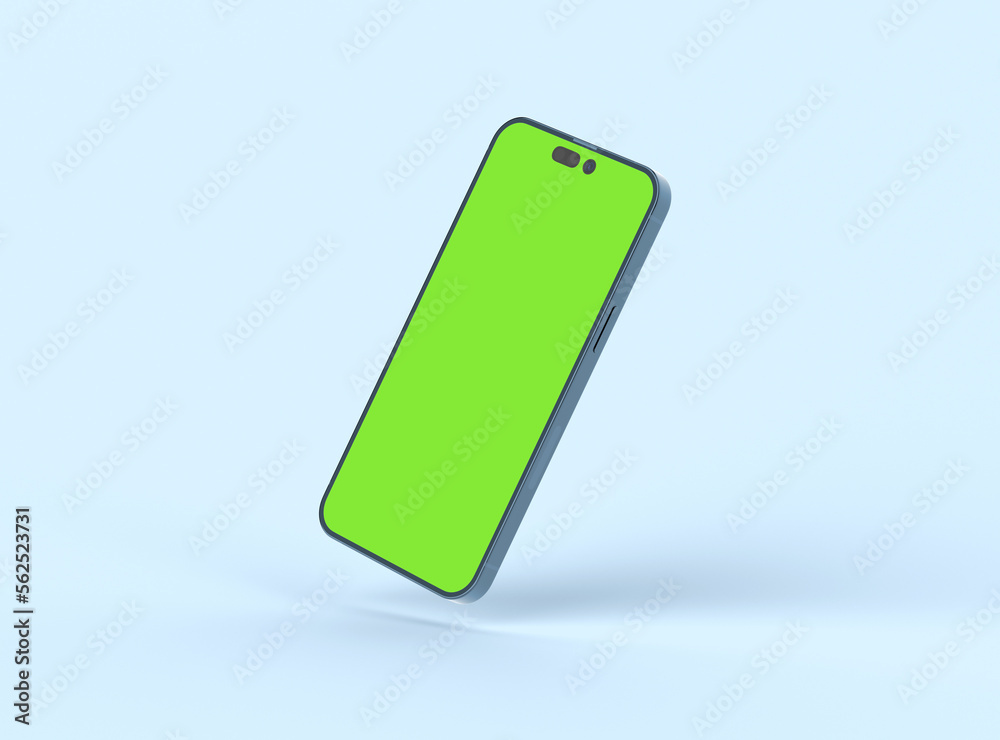 Floating Phone 14 Pro screen mockup with mobile app presentation template. 3d render Floating Phone 14 Pro screen mockup with mobile app presentation template. 3d render