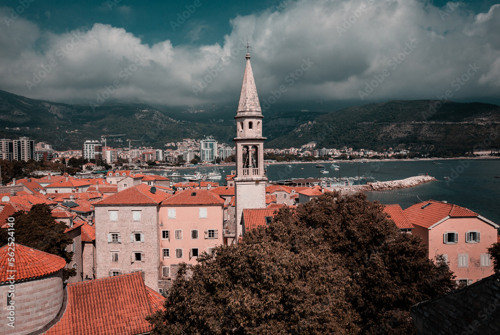 Budva,the historic center bathed in sunshine during the summer days,love traveling