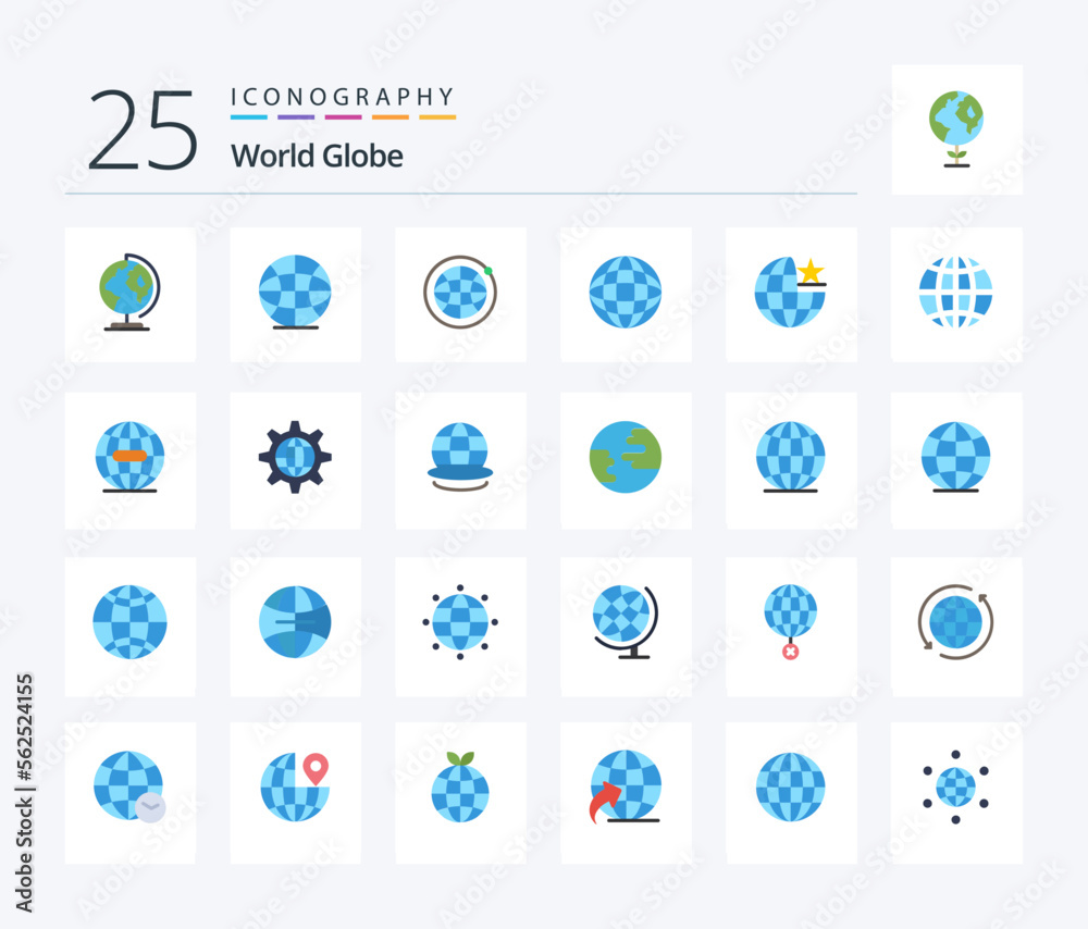 Globe 25 Flat Color icon pack including internet. global. globe. internet. global