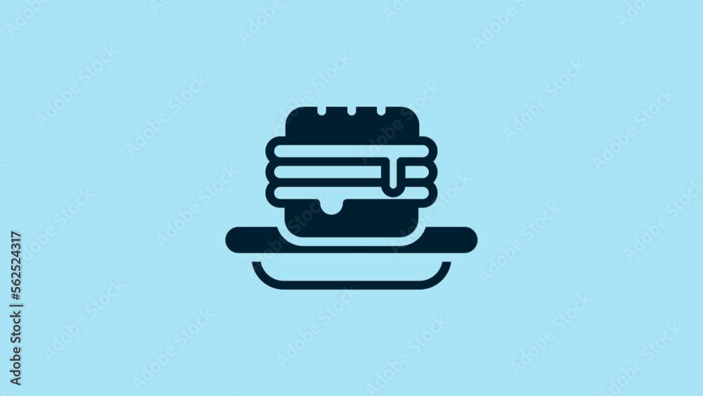 Blue Junk food icon isolated on blue background. Prohibited hot dog. No Fast food sign. 4K Video motion graphic animation Blue Junk food icon isolated on blue background. Prohibited hot dog. No Fast food sign. 4K Video motion graphic animation
