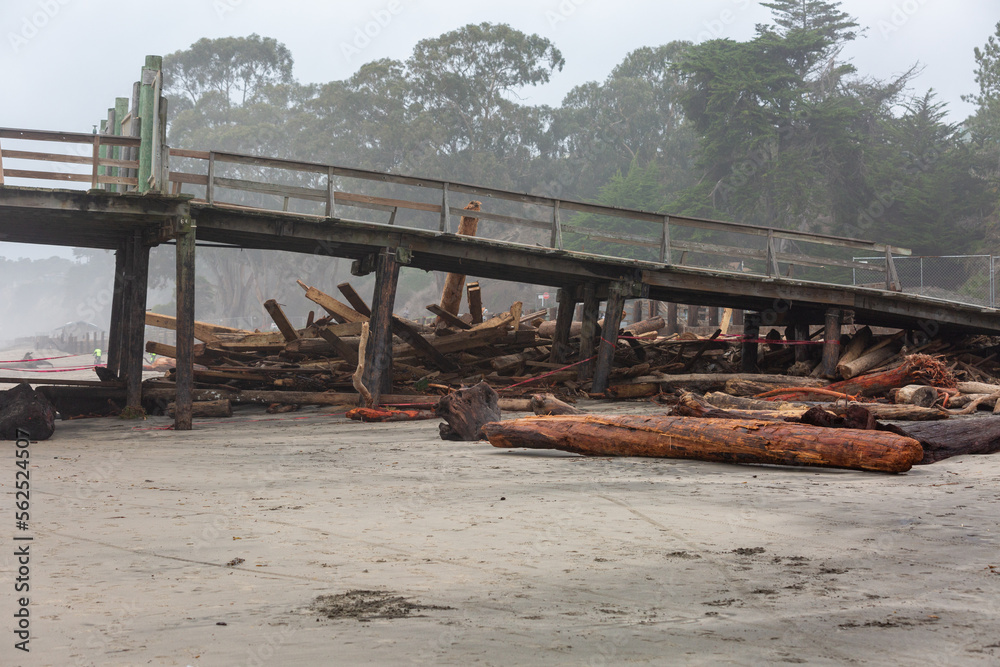 Fototapeta premium Cement Ship in Aptos, CA after the California storms and flooding