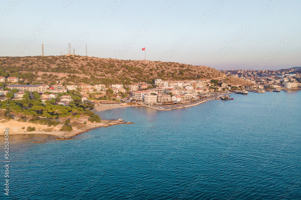 Aerial view of Cesme city coastal town in Izmir province, Turkey