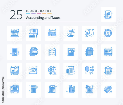 Taxes 25 Blue Color icon pack including exchange. coin. taxes. tax. payday
