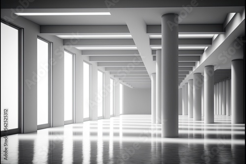 concrete empty room with reflective ground generative ai scene 
