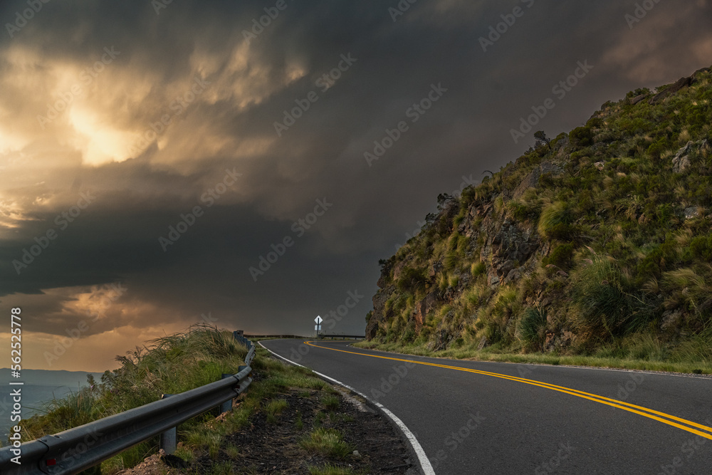 sunset landscape Cordoba argentina traslasierra in high peaks of vacations and tourism