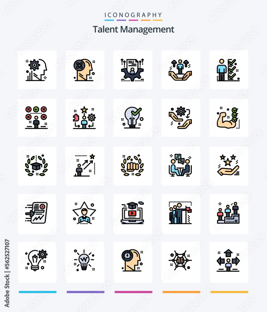 Creative Talent Management 25 Line FIlled icon pack  Such As man. user. solution. configure. profile
