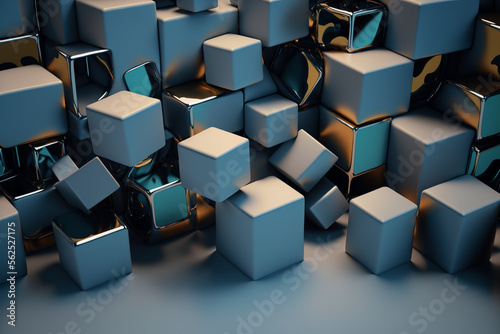 abstract 3d cubes background, stage, generative ai